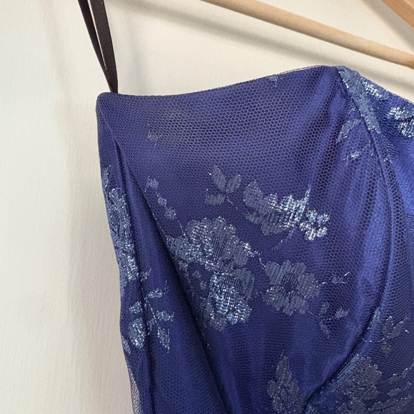 Jessica McClintock for Gunne Sax Blue Strapless Lace Bubble Dress Size 9 - Picture 7 of 7